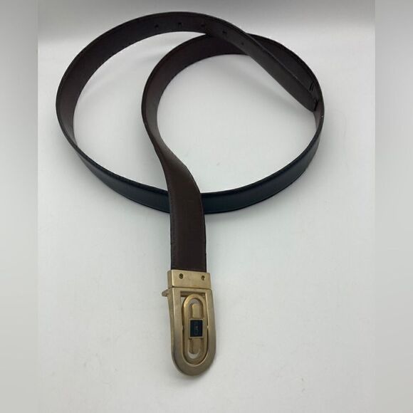 Geoffrey Beene Leather Brown/Black Men’s Belt Size 44-110 Made in Italy - Picture 1 of 10